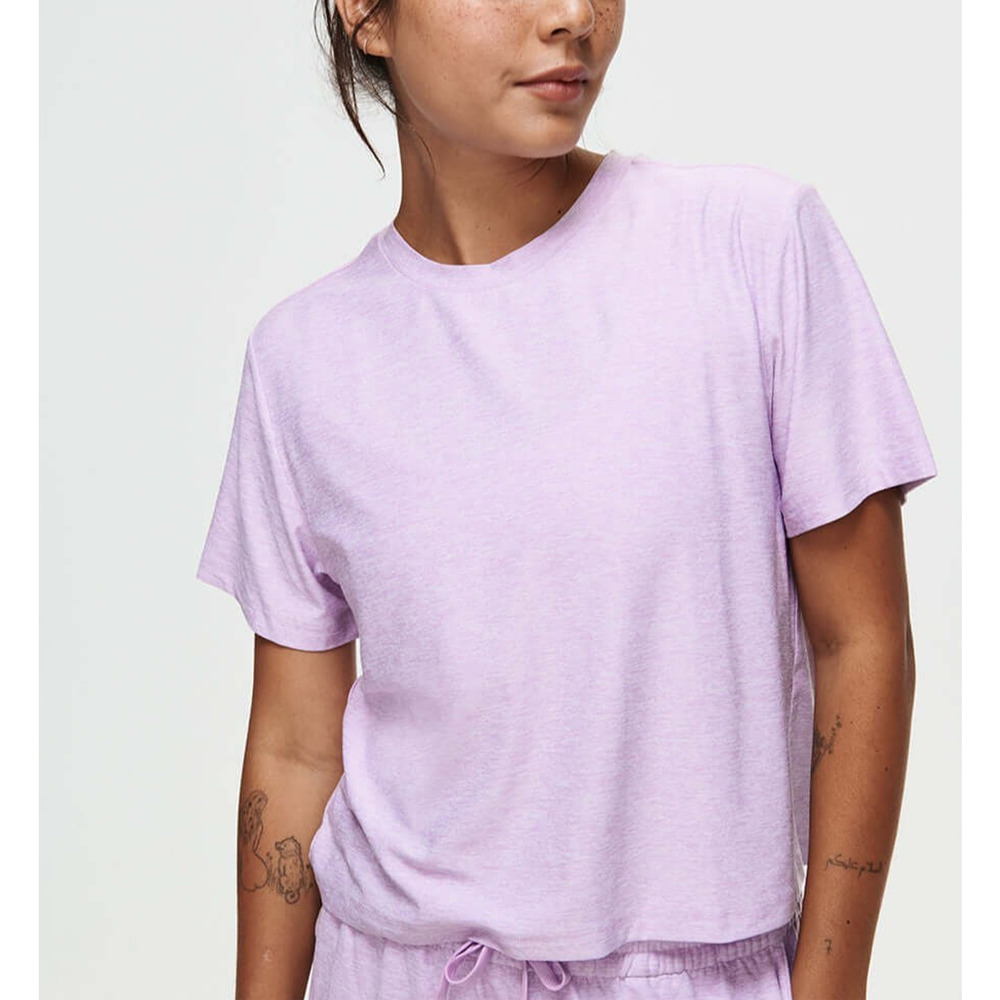 Outdoor Voices Cloud Knit Y2K Boxy Short sleeve shirt Orchid Small A006419